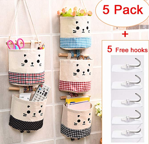 Fun Polka Dot Pattern Light Pink with White Dots Hooks Included mDesign Soft Fabric Over The Door Hanging Storage Organizer with 3 Large Pockets for Child/Kids Room or Nursery 